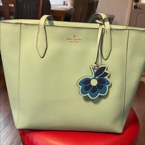 Kate Spade Light  AquaGreen Tote with flower Charm